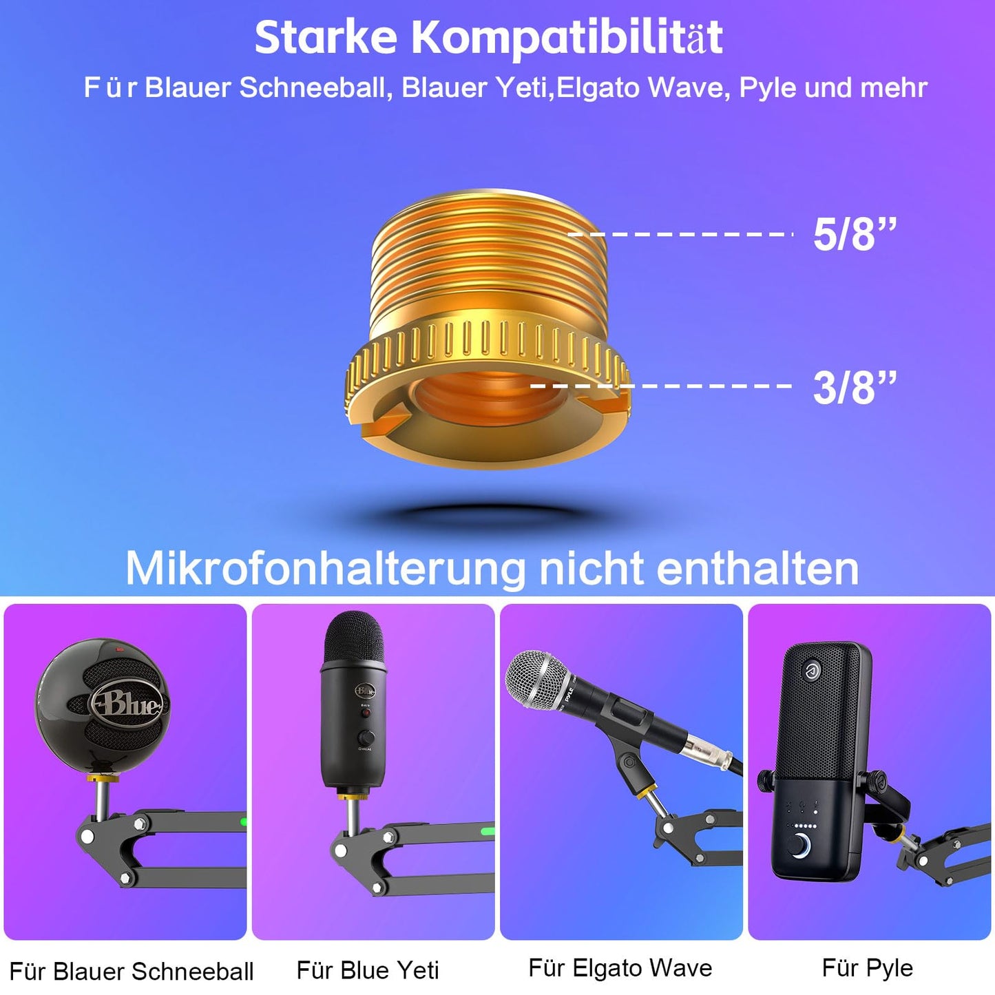 ZealSound Mikrofon Arm, HT35 Mikrofonarm Ständer mit einstellbar RGB-Lichteffekt, 5/8" Adapter, kompatibel mit HyperX QuadCast S/ProCast/Duocast, Blue Yeti/Snowball/Shure SM7B/Rode NT1/Elgato usw.