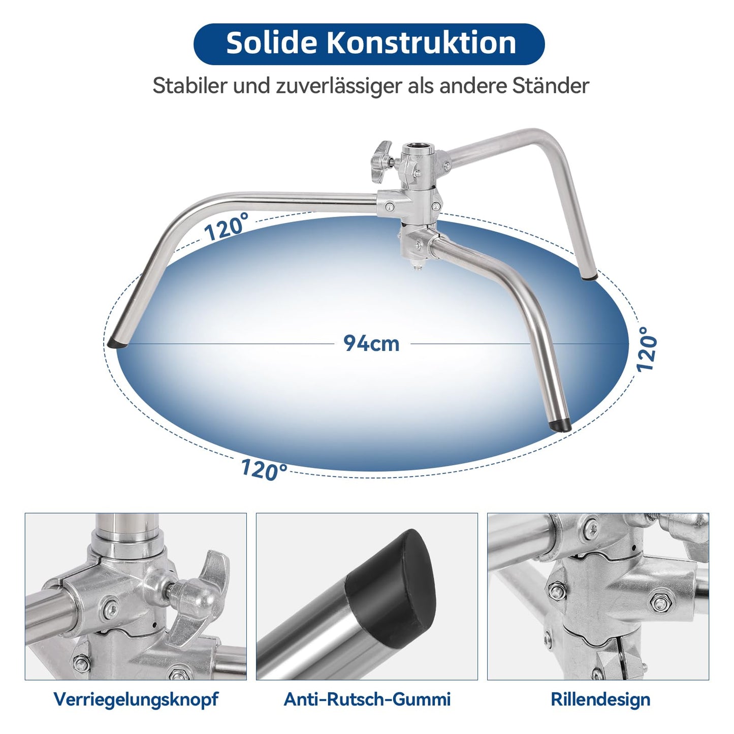 C Ständer aus Edelstahl mit Galgenarm, AQIRUI 285 cm verstellbares C Ständer Lichtständer mit 107 cm Haltearm, 2 Griffköpfen und Balance-Sanbag für Produktporträt-Videofotografie