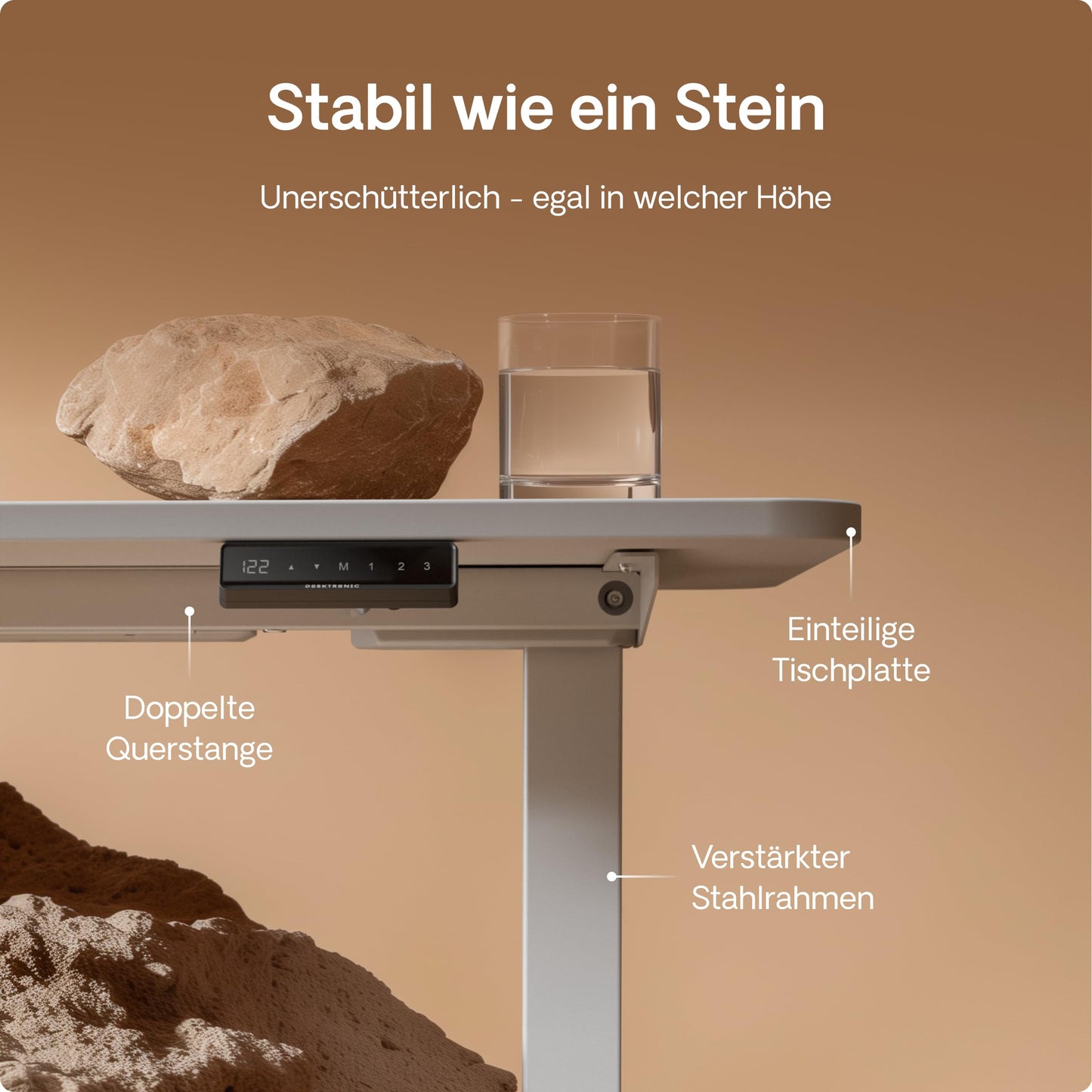 Desktronic Homeone Höhenverstellbarer Schreibtisch 160 x 80 cm, Elektrisch mit 2 Motoren, Touchscreen und USB-Anschlüssen, Weiß