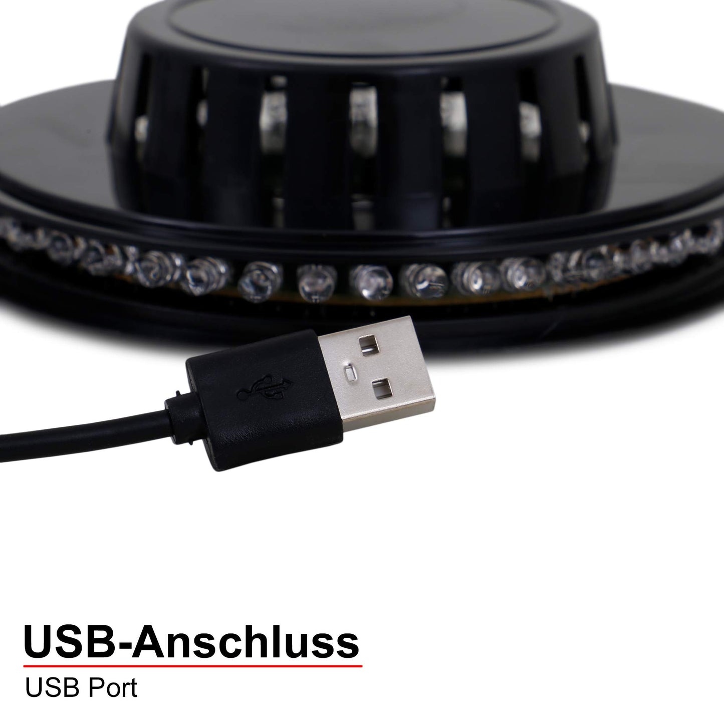 BRILONER - LED Partylicht mit Musiksensor, buntes RGB Licht, max. 3W, USB-Anschluss, Discolicht, Party Gadgets,Lichtrad, LED Licht, Partybeleuchtung, Deko Geburtstag, 12,5x3,8 cm, Schwarz