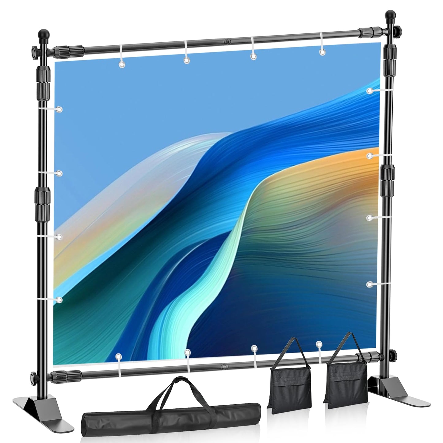 Fatazoii Foto Hintergrund Ständer Verstellbarer, 2,4 x 2,5m Fotohintergrund Ständer Fotografie, Banner Stand Set für Photo, Video, Studio