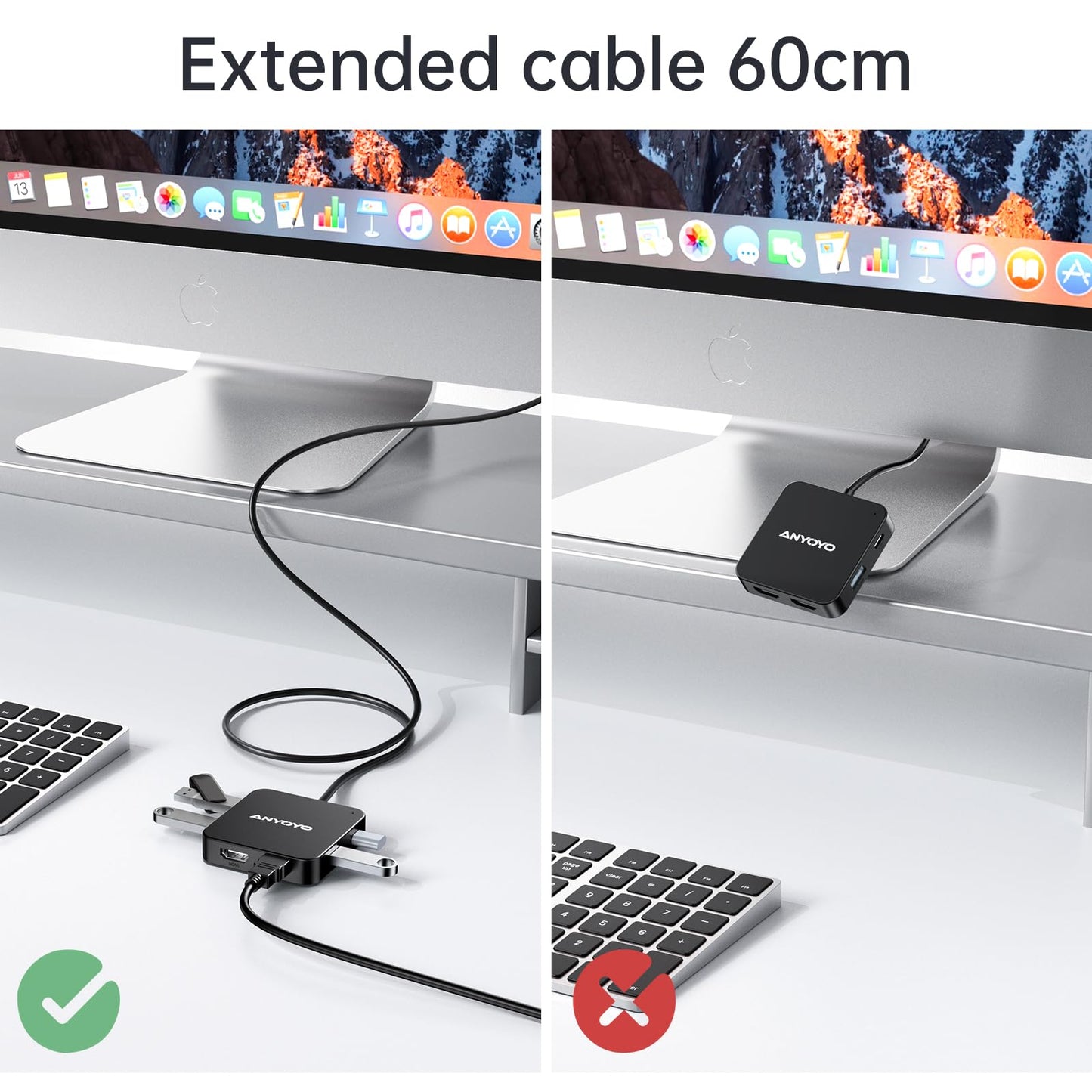 Docking Station 2 Monitore, Dual 4K 60Hz HDMI Adapter, USB C Hub Dual 4K HDMI, USB C Daten, 100W PD, USB 3.0, USB C Docking Station für MacBook Air/Pro/Dell/HP/Surface/Lenovo