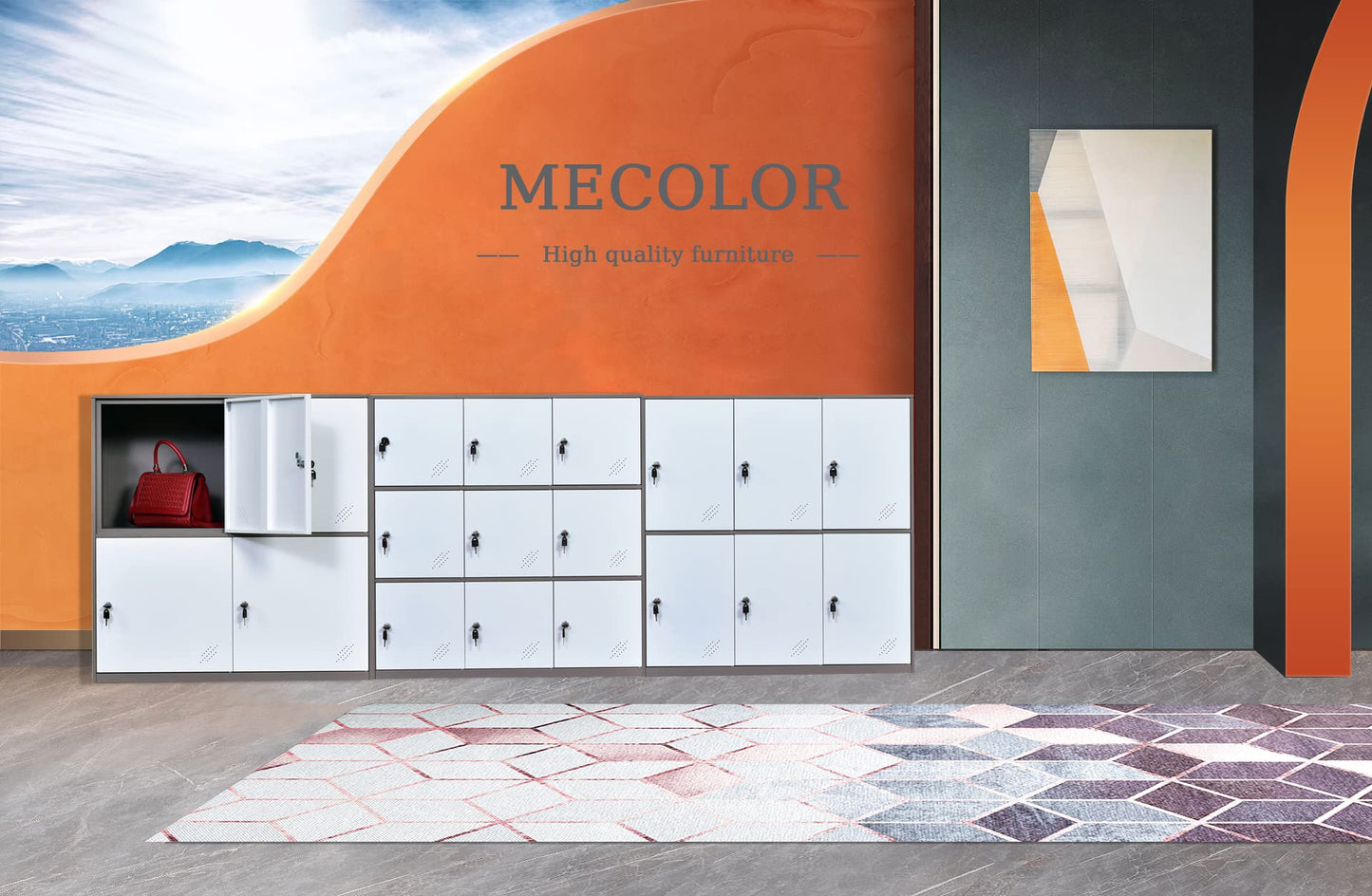 MECOLOR 4,6,9 Tür Metall Büroschrank Mitarbeiter verwenden kleine Schließfächer Schlafzimmer Würfel Schließfach, Wohnzimmer und Schule Locker, Home Locker Organizer Lagerung für Kinder(weiß - 4D)