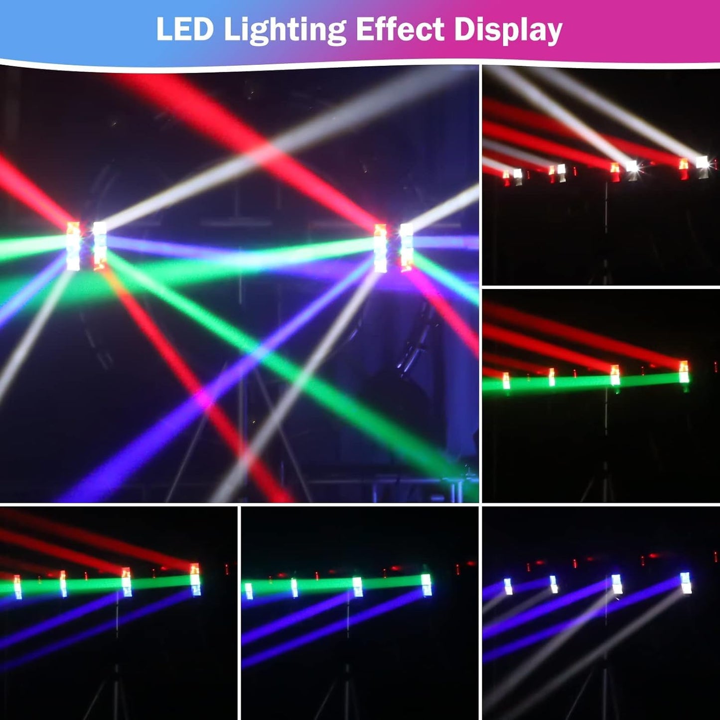 BETOPPER Moving Head Bühnenlicht, Disco DJ Licht 8x3W RGBW 4 in 1 LED Lichteffekt, Mini Partylicht Stage Light mit DMX512/Sprachmodus für Bar Party Club Weihnachten Halloween