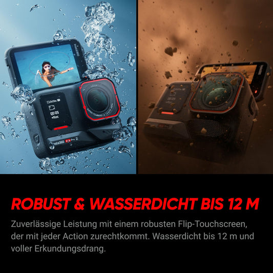 Insta360 Ace Pro 2 Pack Dual Akku – wasserdichte 8K-Action-Kamera mit Leica, 1/1,3 Zoll Sensor, Dual-KI-Chip, niedrige Lichtqualität, fortschrittliches Audio, klappbares Display, KI-Edition, Motorrad