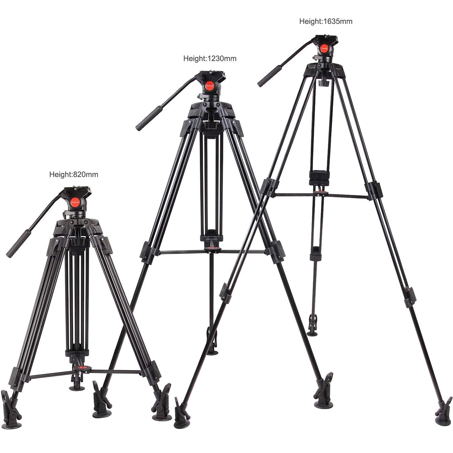 POLAM-FOTO 163cm Professionelles Video Stativ mit Fluidkopf, Hochleistungs-Aluminium-Doppelrohrstativ,Traglast 8 kg, strapazierfähigen Stativ für Videokameras