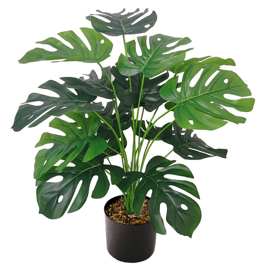 Vmhkjo Monstera Kunstpflanze Groß,75cm Hoch 18 Zweige Kunstpflanze Splitphilo im Topf Künstliche Pflanzen Tropical Hawaii Grün Fake Plant für Schlafzimmer Büro Garten Hochzeit Party Deco