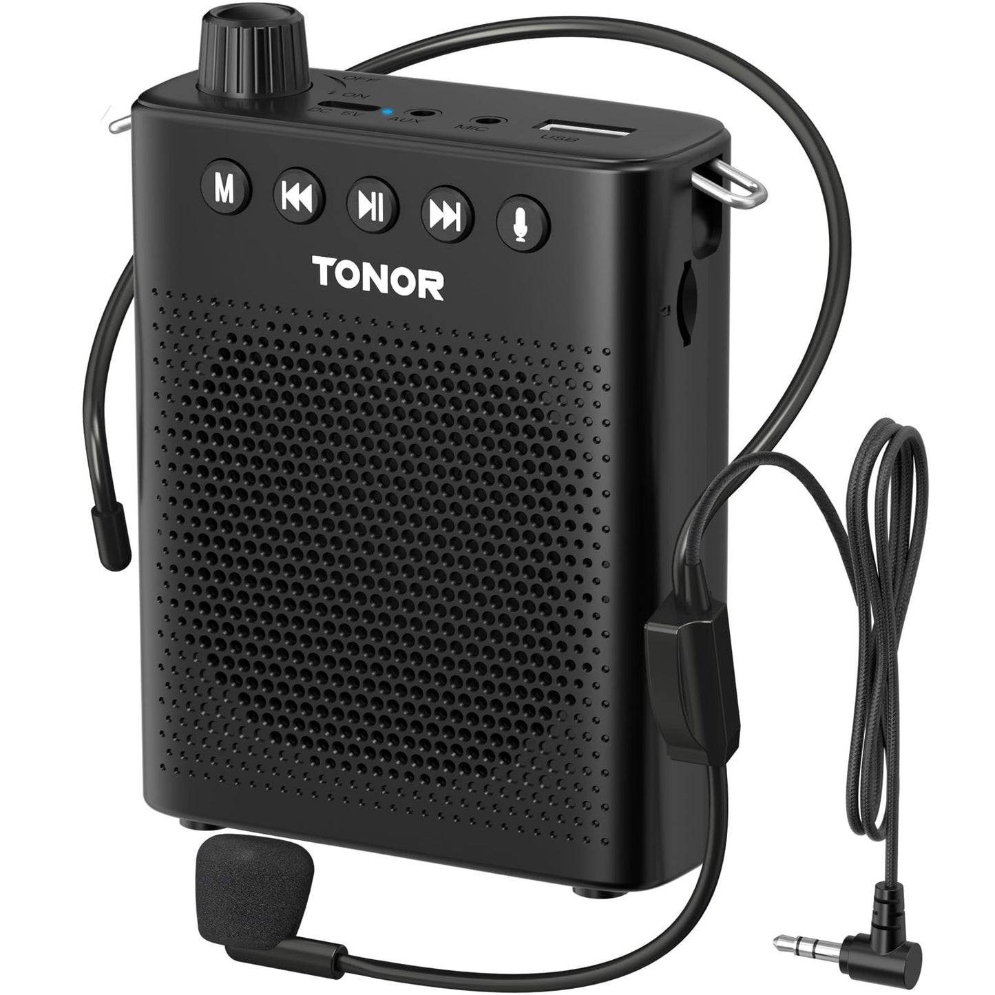 TONOR Sprachverstärker tragbar Blutooth Lautsprecher mit kabelgebundenem Mikrofon Headset, Wiederaufladbares Mini Stimmverstärker für Trainer Lehrer Reiseführer Tagungen Fitnesstrainer, K10