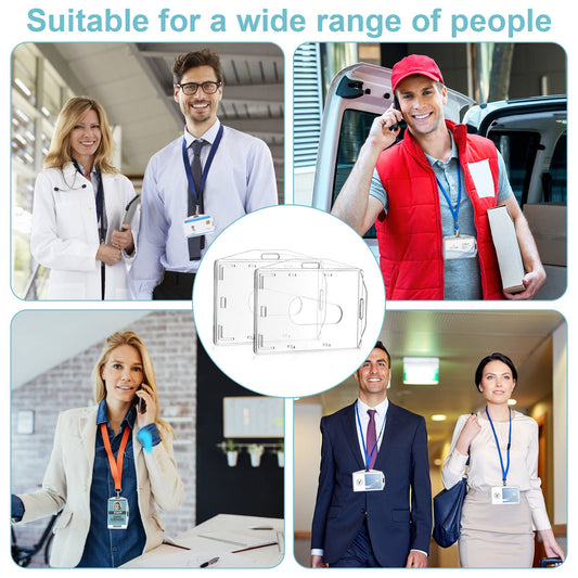 Vicloon Ausweishüllen, 2 Stück Transparente Kartenhalter mit Daumenausschub, Horizontaler und Vertikaler Dual-Use, Ausweishalter Hartplastik Schutzhülle