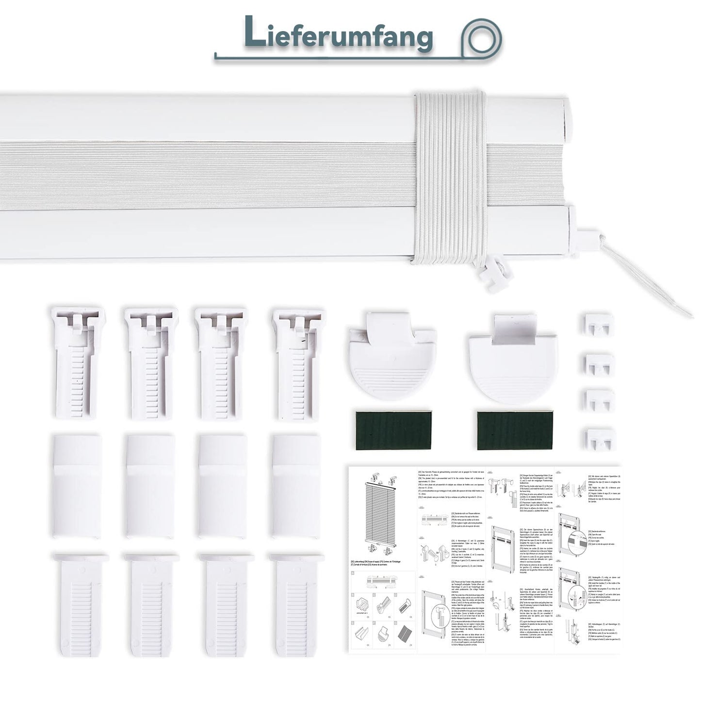 Plissee ohne Bohren Klemmfix 80x200cm(BxH) Weiß Jalousie Sonnenschutz Easyfix Faltrollo Lichtdurchlässig Rollo für Fenster & Tür