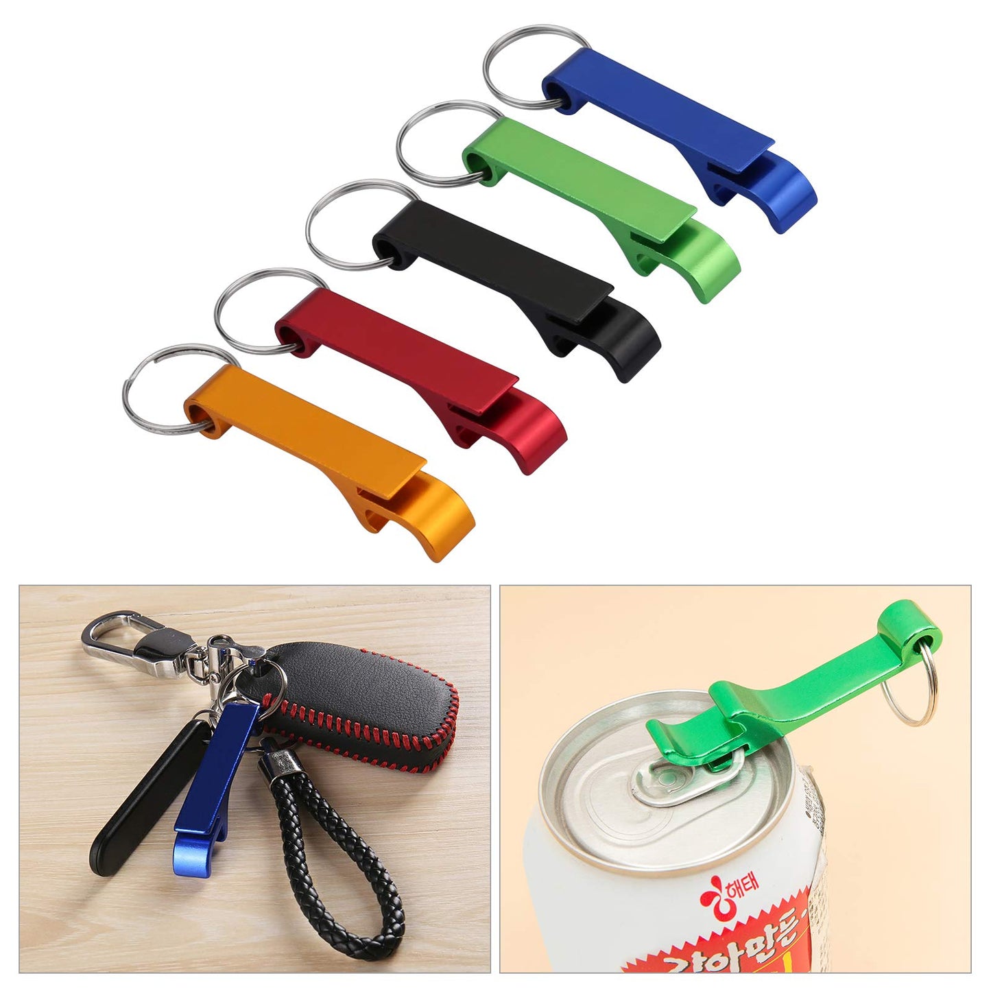 16 Stück Flaschenöffner Schlüsselanhänger Aluminium Bierflaschenöffner Mini Bier Getränkebehälter öffner Pocket mit Metall Schlüsselanhänger 8 Farben Bottle Opener für Verschiedene Getränke Flasche
