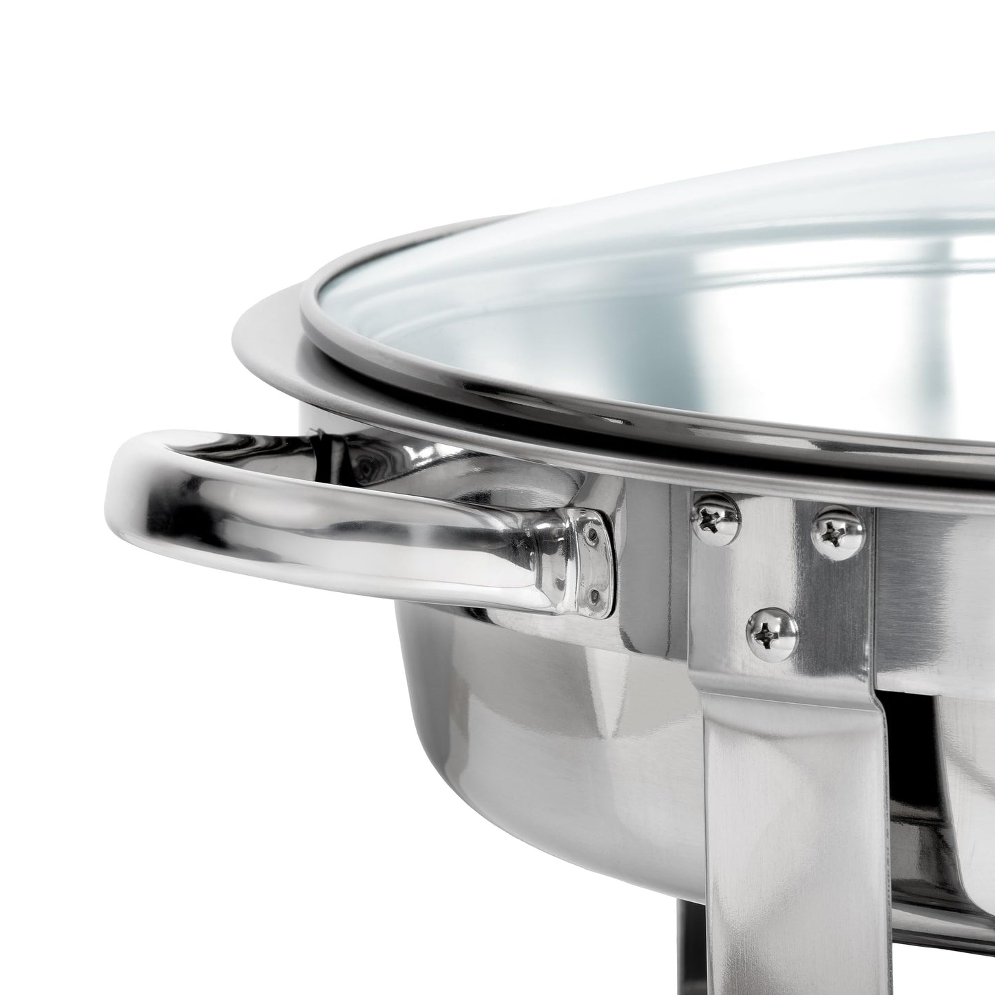 Mahlzeit Edelstahl Chafing Dish rund 4 Liter | Speisenwärmer, Wärmebehälter, Bain Marie Rechaud | Warmhaltebehälter, Chafing Dishes für Buffet Catering Gastro und Party, GN Behälter