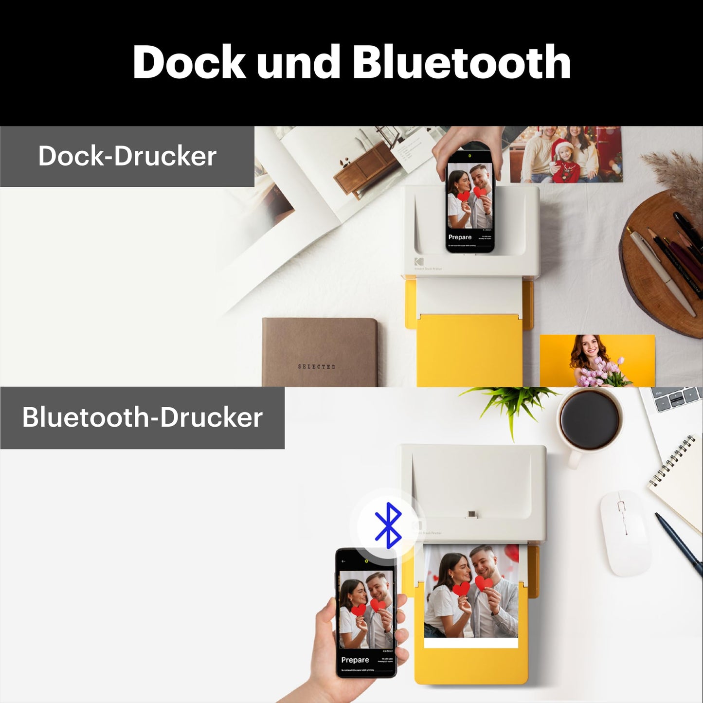 KODAK Dock Plus 4PASS-Fotodrucker (10 x 15 cm) + Paket mit 90 Blatt Fotopapier