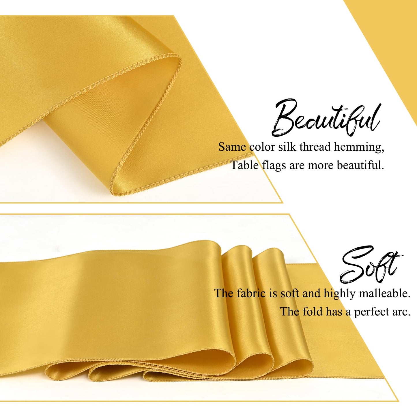 YMHPRIDE 6 Stück Tischläufer Gold, Satin-Tischläufer, 30 x 180 cm lang, Tischläufer aus Seide für Tischläufer Hochzeit, Party, Tischläufer Geburtstag, Bankett, Tischdekoration – Gold