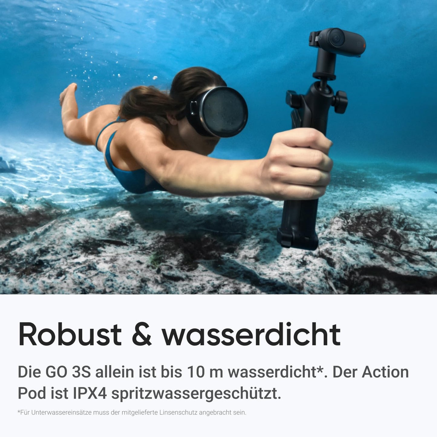 Insta360 GO 3S 128 GB - Tragbare 4K Mini-Kamera, Freihand-POVs, Überall anbringbar, Stabilisierung, 140 min Akku, 10 m wasserdicht, KI-Bearbeitung, Apple Find My, Schwarz, für Vlogs, Reisen, Outdoor
