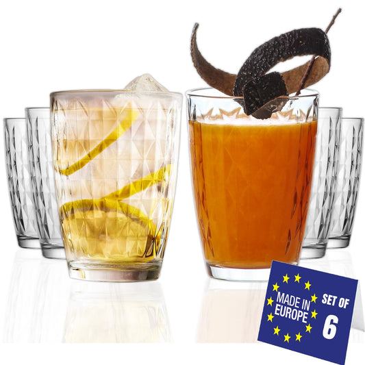 LAV Wassergläser Modern 6er Set, 415ml 100% BLEI FREI Trinkglas, wasserglas Spülmaschinenfest, Saftgläser, Water Glasses, Drinking Glasses, trinkgläser, Wasser Gläser