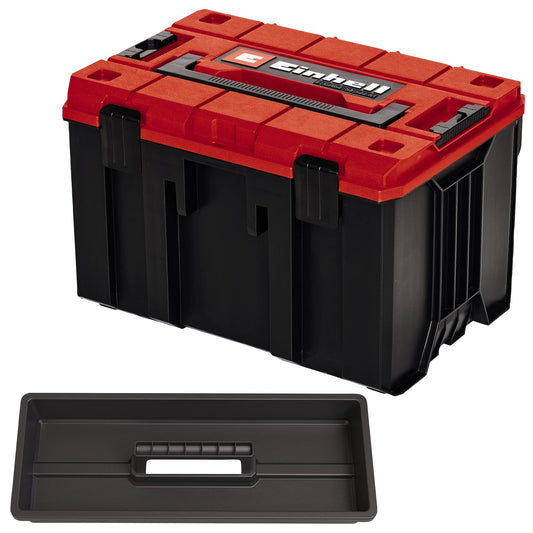 Original Einhell E-Case M Systemkoffer (max. 90 kg, universelle Aufbewahrung und Transport von Zubehör und Werkzeug, stapelbar, verknüpfbar)