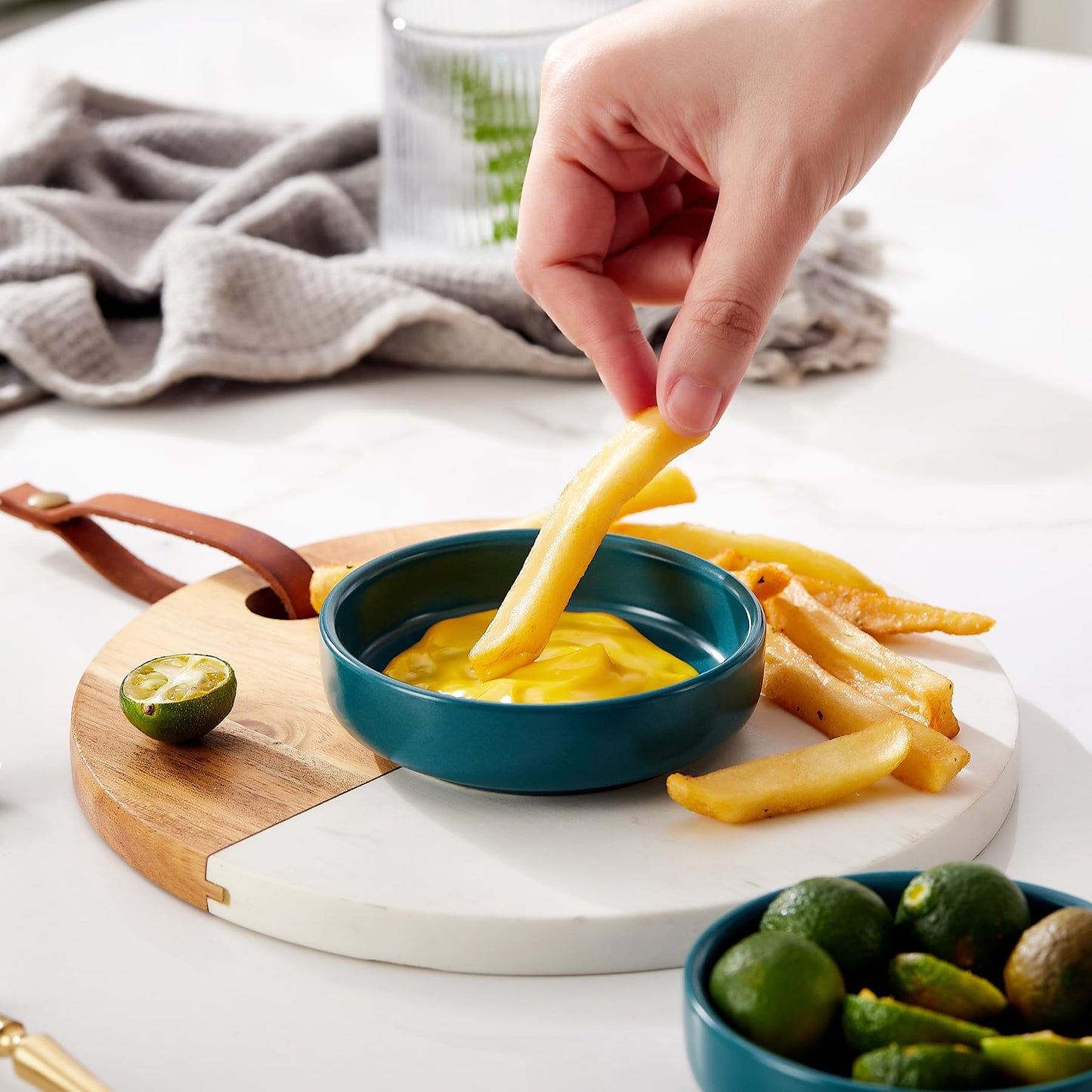Swuut Keramik Sojasosenschale,9cm Dipping Schalen 6er Set, kleine Vorspeisen Pinch Dip Schüssel für Beilagen, Sushi, Ketschup, BBQ (Grün)