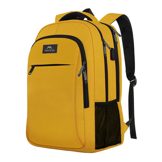 MATEIN Laptop Rucksack Damen 15,6 Zoll Arbeitsrucksack Business Frauen Schulrucksack für Mädchen Jungen mit USB-Ladeanschluss Daypack Student, Zitronengelb