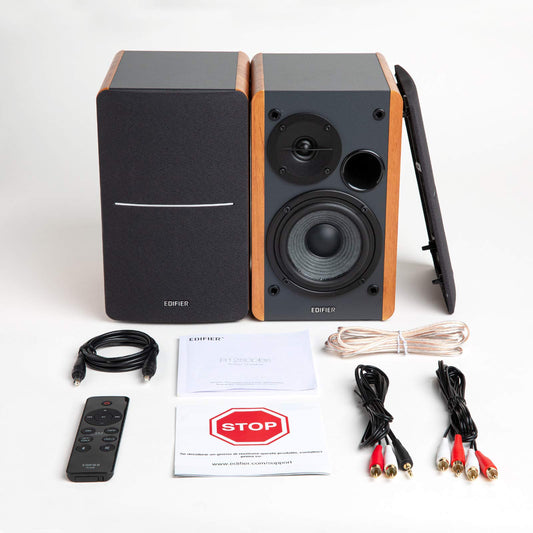 Edifier R1280DBs Aktive Bluetooth Regallautsprecher - Optischer Eingang Aktiv lautsprecher - 2.0 Kabelloser Monitor Lautsprecher - 42W RMS mit Subwoofer Ausgang Bookshelf Hi-Fi Speakers- Holz