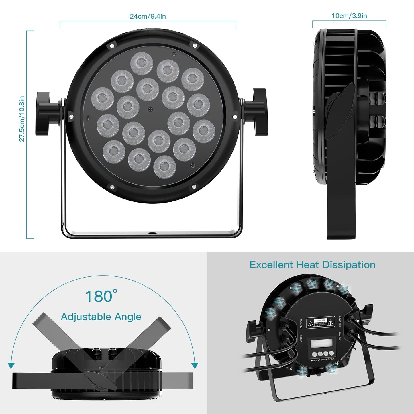 UKing 180W Bühnenlicht Outdoor, RGBW LED Par Strahler IP65 Wasserdicht, 4/8 CH Party Beleuchtung Ideal fürHochzeit Rasen Theater Disco Club