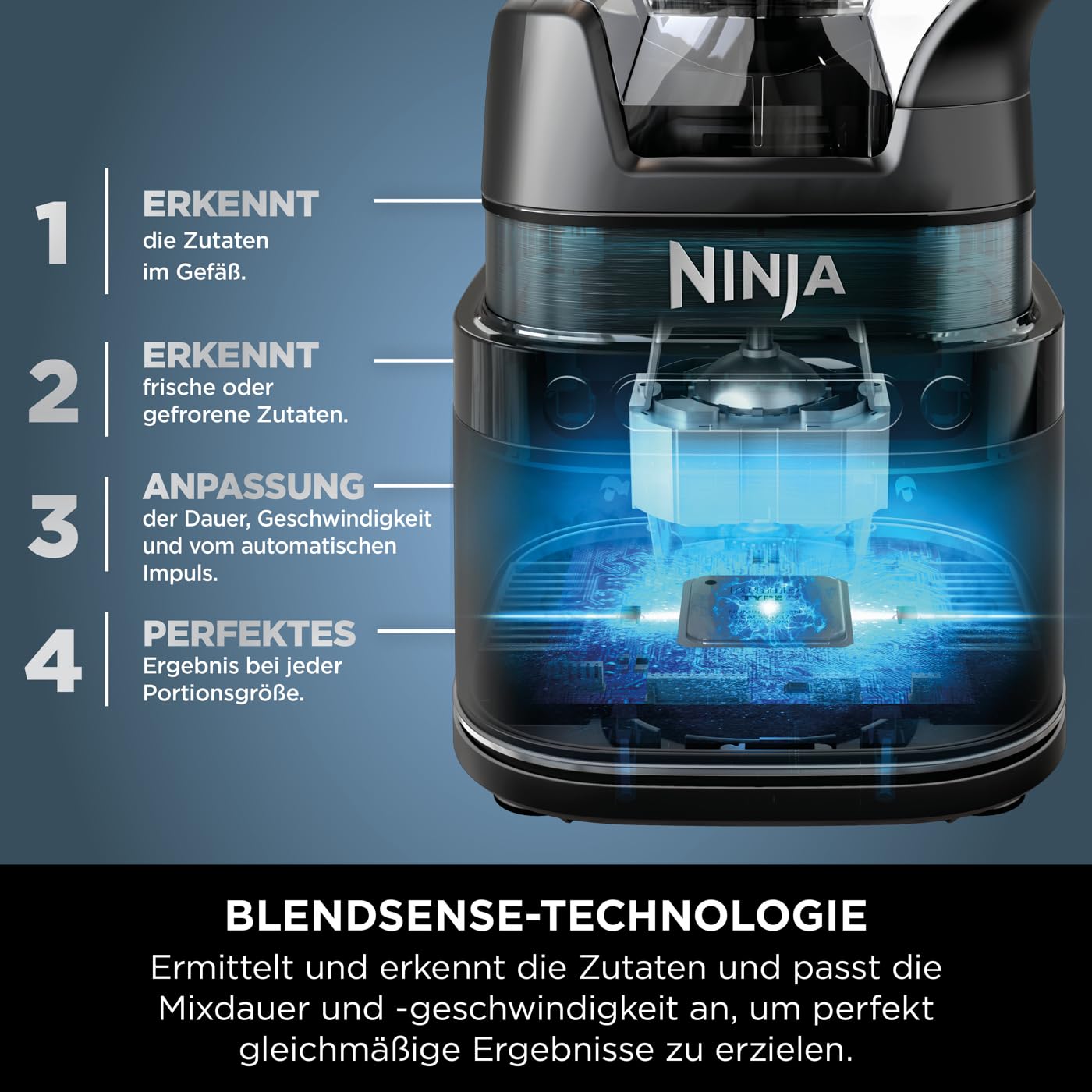Ninja 2-in-1 Detect Power Mixer Pro & Single Serve, 1200W Mixer mit Krug, & Single Serve Behälter, Smoothies mixen, Gemüse hacken & Frozen Drinks mixen, Kupfer/Schwarz, TB301EUCP