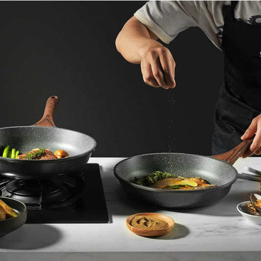 SENSARTE 28cm Antihaft Bratpfanne Skillet, Schweizer Granit Beschichtung Omelette Pfanne, Gesunde Stein Kochgeschirr Chef's Pan, Gasherd und Induktion Kompatibel, PFOA Frei