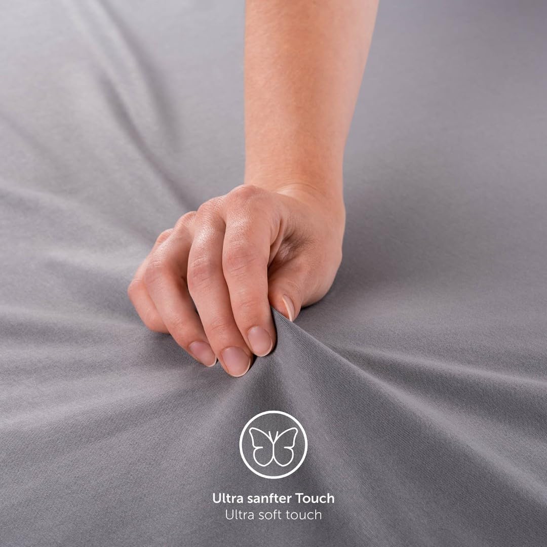 Blumtal® Basics Spannbettlaken Topper 140x200cm Jersey - Bettlaken 140x200cm aus 100% Baumwolle - Oeko-TEX zertifiziertes Spannbetttuch 140x200cm - Topper Spannbettlaken 140x200cm - Anthrazit
