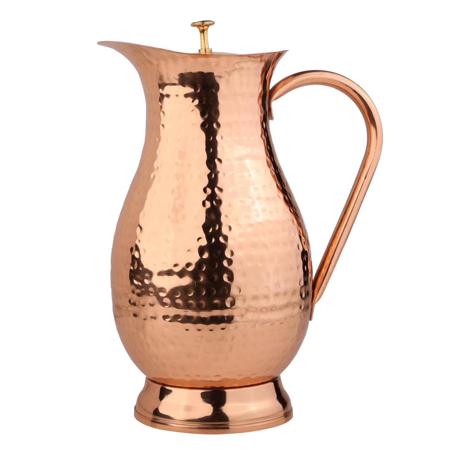 Krug aus reinem Kupfer mit Deckel, großer, gehämmerter Wasserkrug aus massivem Kupfer, Fassungsvermögen 60 oz/1800 ml, Kupferkaraffe für Zuhause, Hotels und Restaurants