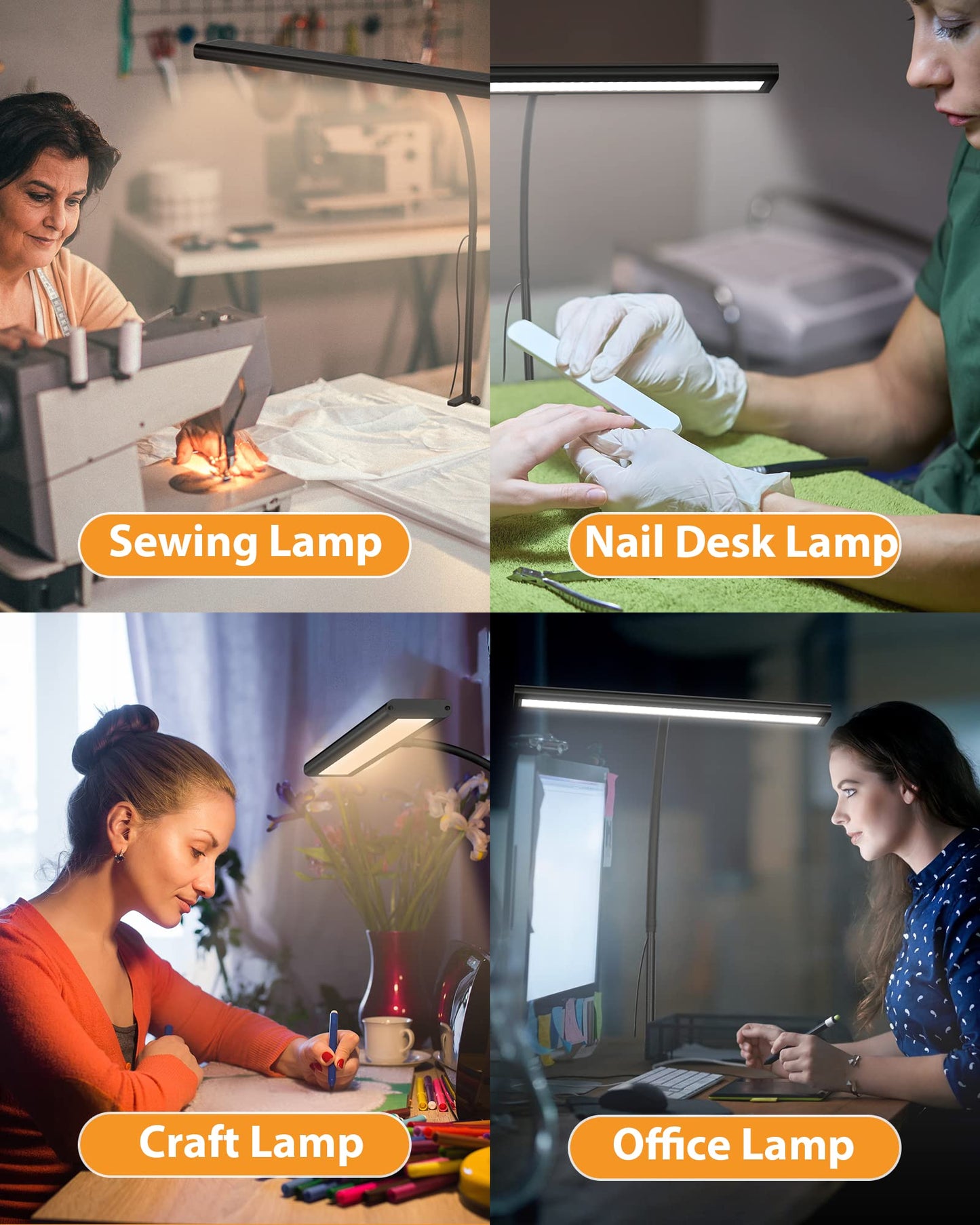 iFalarila 10W Schreibtischlampe Dimmbar - 160 LED Super Helle Klemmleuchte mit USB-Adapter | 3 Farbtemperaturen & 10 Helligkeitsstufen | 70cm Flexiblem Schwanenhals, Arbeitslampe für Home Office
