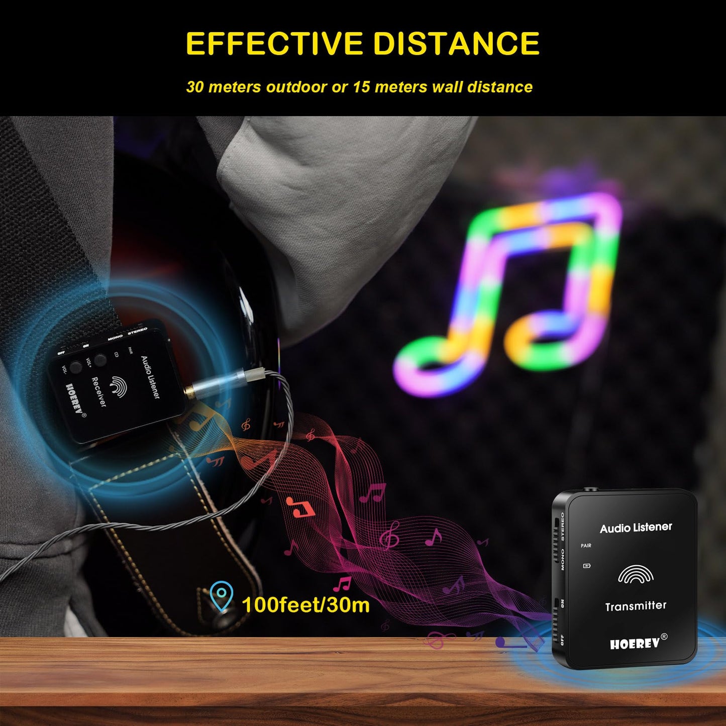 Hoerev In-Ear Monitoring Kopfhörer – Professionelles Audio und 2.4G Stereo Technologie, Hochleistungs-Operation – Ideal für Studioqualität, Live-Auftritt, EIN Satz Empfänger und Sender