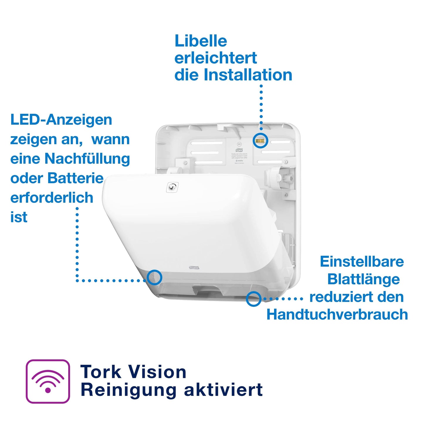 Tork Matic Automatischer Spender für Rollenhandtücher Schwarz H1, Einzeltuchentnahme, Elevation Design, 551108