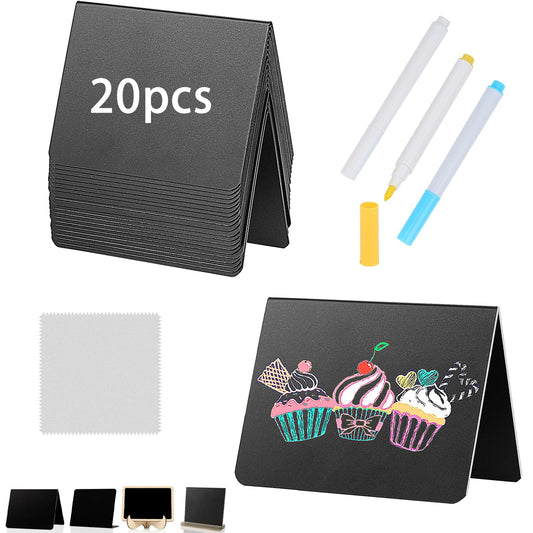 Ziamzra 20 Stück Kreidetafel Klein Aufsteller V-Form Kreidetafel Kunststoff Kleine Tafeln zum Beschriften 10x7.5cm für Preisschilder Buffet Reserviert Schilder Hochzeit Party Tischkarten Platzkarten