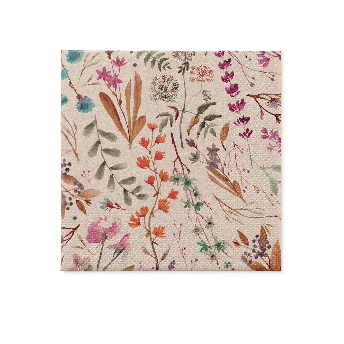 PAW - Servietten 3-lagig (33 x 33 cm) I 20 Stück I Perfekt für Geburtstage, Partys, Kommunion und Feiern I Papierservietten mit Natur Motiv I Umweltschutz, Getrocknete Blumen I Dried Floral Bouquet