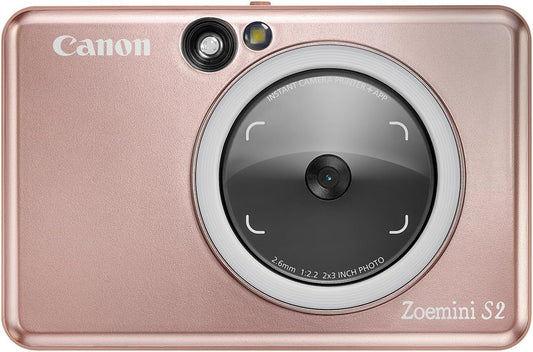 Canon Zoemini S2 Mini Sofortbildkamera + Fotodrucker mobil tragbar unterwegs Hosentasche (Fotodruck 5x7,6 cm, kabelllos, eingebauter Akku, Canon App, Bluetooth) roségold [+ 10er Zink Druck-Set]