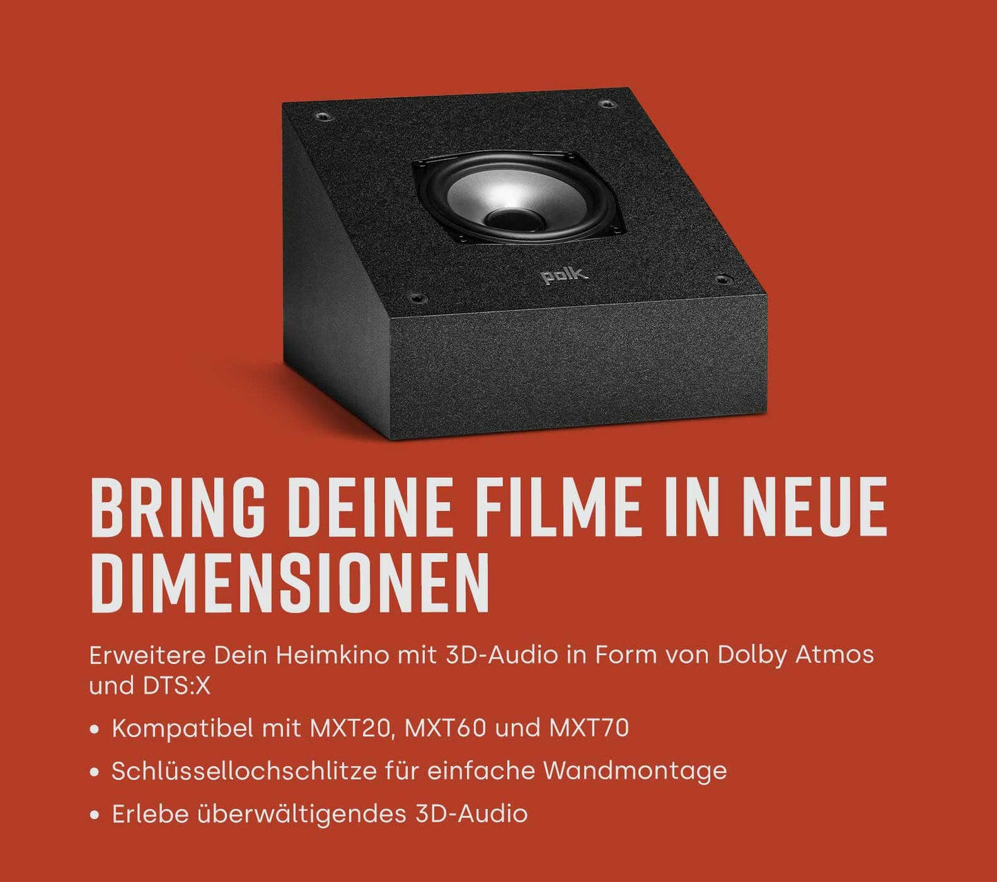 Polk Audio Monitor XT20 Regallautsprecher, Stereolautsprecher, Surround Lautsprecher, Hi-Res Zertifiziert, Dolby Atmos und DTS:X kompatibel, HiFi und Heimkino Lautsprecher (Paar), Schwarz
