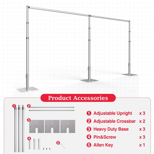 EMART Stabiler Foto Hintergrund Ständer, 3x6m Großer Verstellbarer Hochzeitsbogen Hintergrundsystem für Fotostudio, Hochzeit, Bankett, Geburtstagsdekoration, Ballon Stand