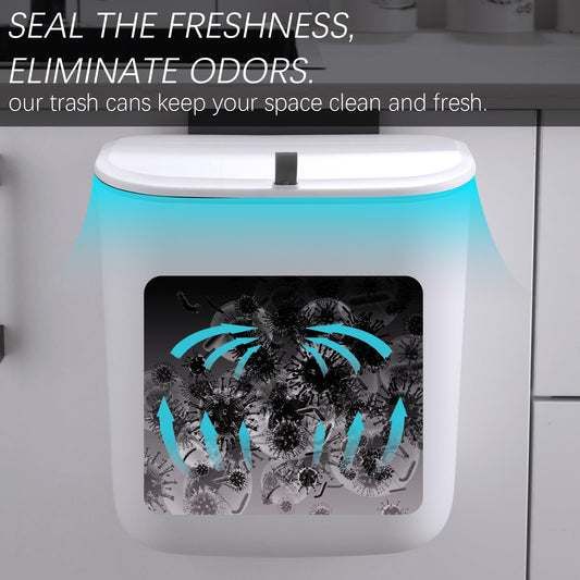 ELPHECO Küchenmülleimer mit Deckel 10L Bio-Mülleimer, hängende Abfallsammler, Kunststoff-Mülleimer für die Wandmontage, wasserdicht Kompostbehälter für Küche, Wohnmobil, Schrank