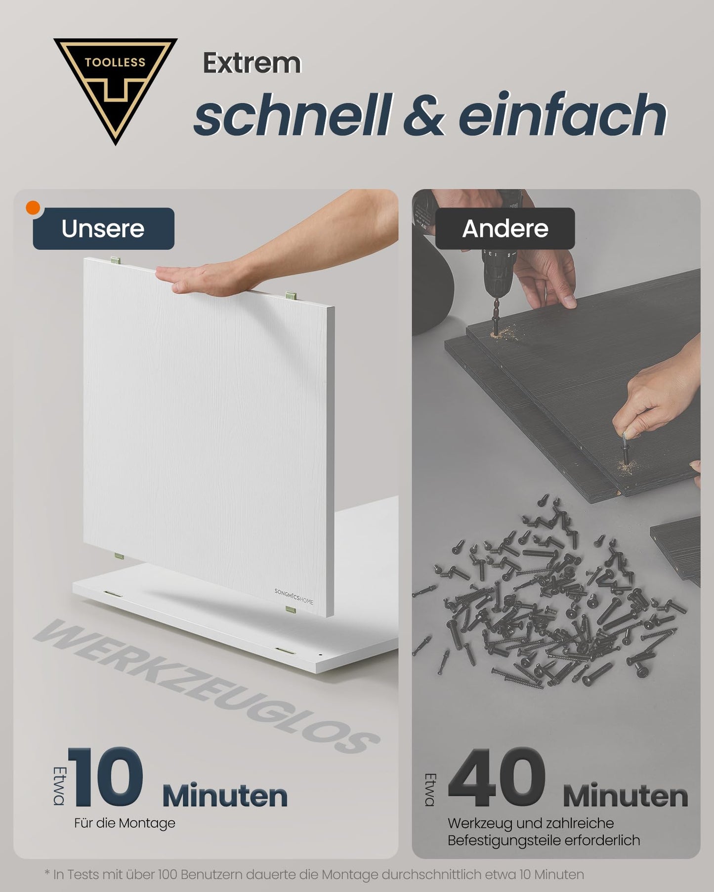 SONGMICS HOME 9-Fächer-Bücherregal, Schneeweiß, Werkzeugloses Würfelregal mit 6 Stoffschubladen, Flexibler Organizer für Wohnzimmer und Büro