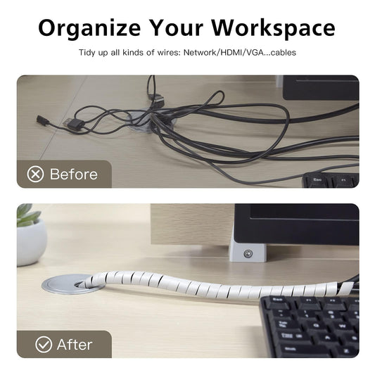 AGPTEK Kabelschlauch, Kabelschutzschlauch 4-16mm (6m), 6-19mm (4m), Organizer Kabelkanal, Kabelhülle Schutz, Flexible Kabelsalat insgesamt 10m, Weiß