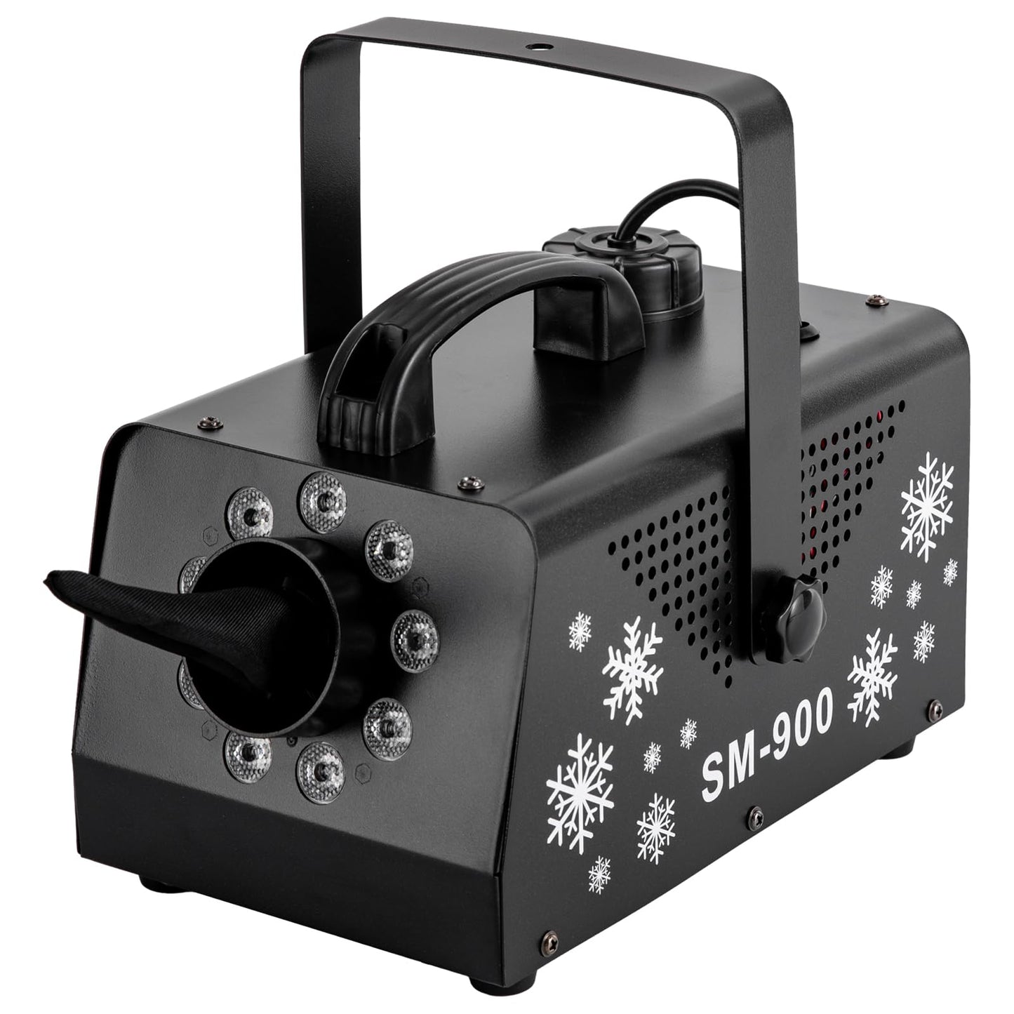 900W Schneemaschine Schneekanone mit 12 LED RGB Lichtern und 3 Beleuchtungsmodi, Weiße Schneeflocken Maschine mit Fernbedienungen für Halloween, Weihnachten, Hochzeit, Partys