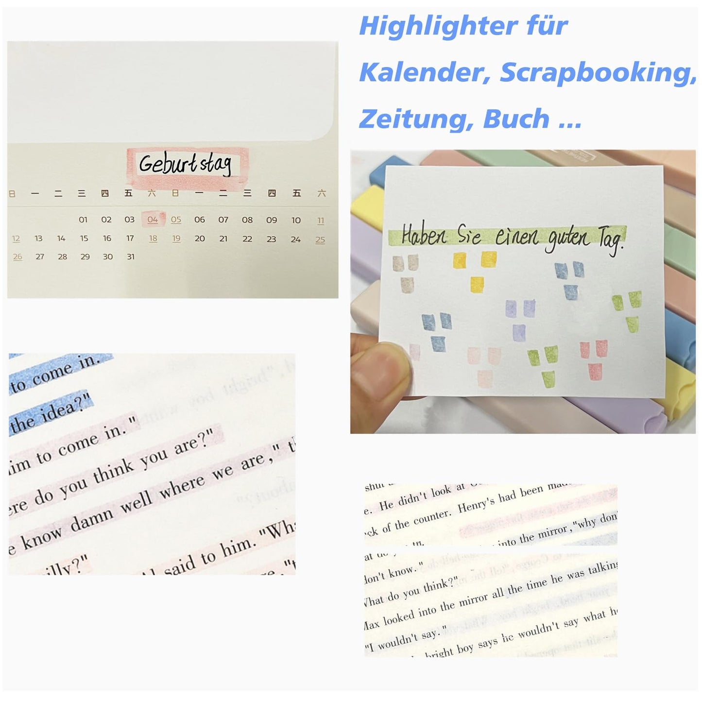 Willingood [ 8 Stück Asthetische Textmarker Pastell mit Weicher Meißelspitze, Highlighter Marker Stifte für Journal Bibel Planer Notizen Nehmen,Trocken Fast, Undurchlässigkeit der Tinte