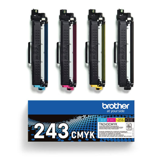 Brother TN-243CMYK Original Tonerkartusche Druckt bis zu 1000 Seiten, cyan, magenta, gelb und schwarz, 1er Pack