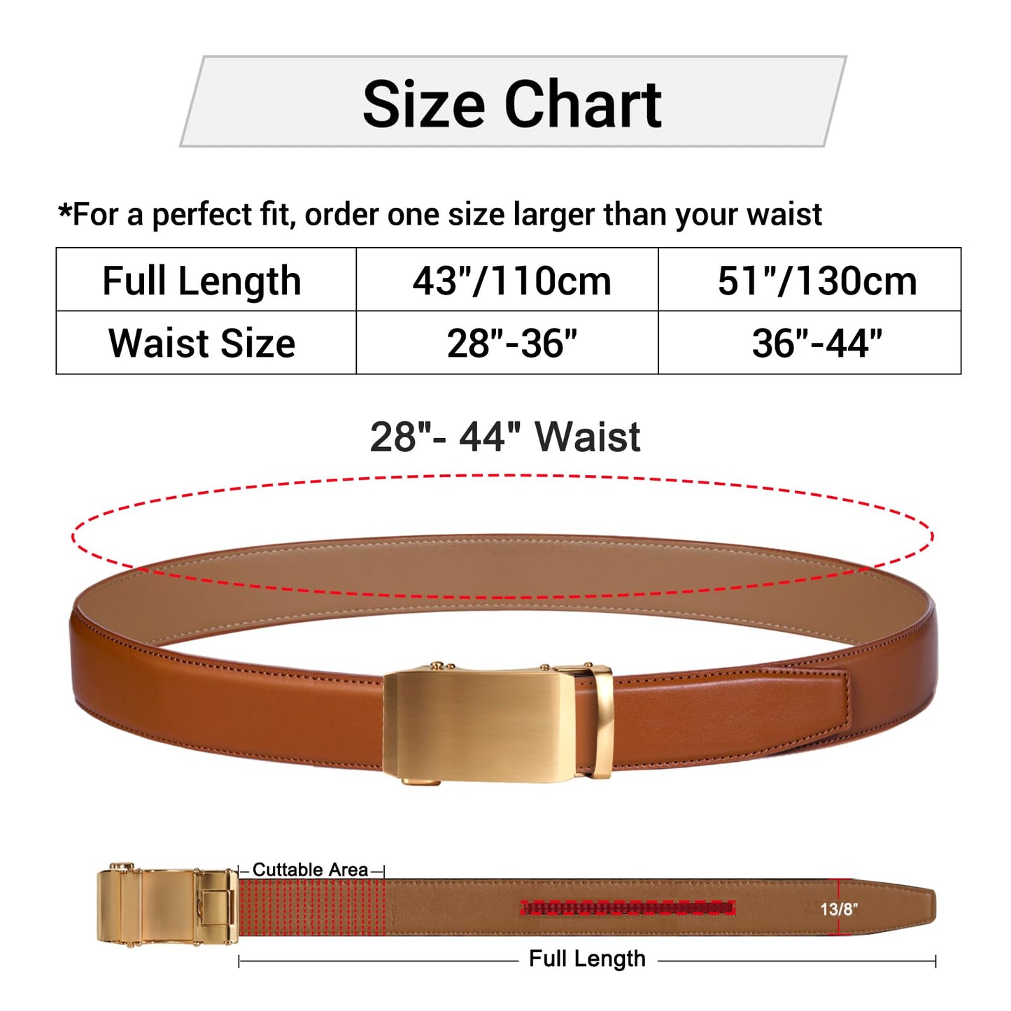 ITIEZY Gürtel Herren, Automatik Ledergürtel für Herren Business Anzug, Gürtel Ratsche 35mm ohne Löcher, Größe Angepasst