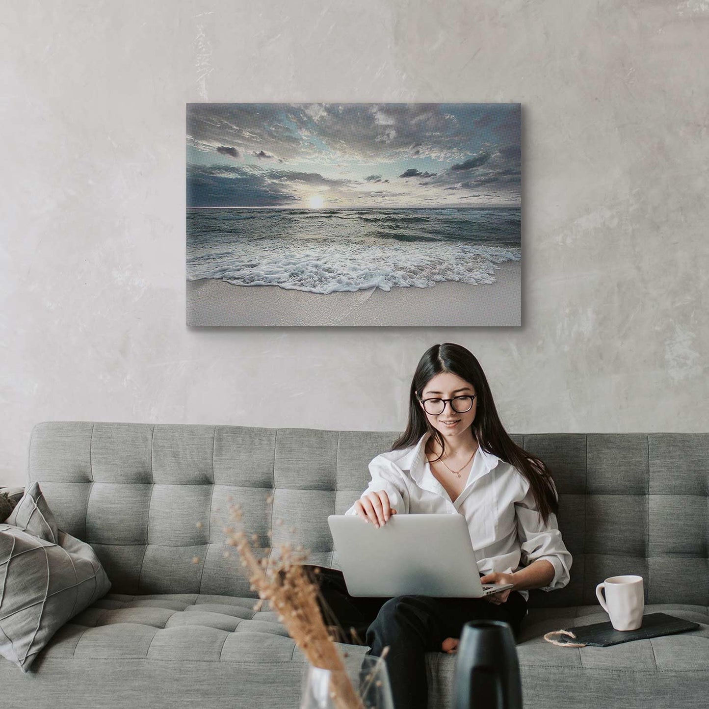 murando Wandbilder XXL 120x80 cm - Vlies Leinwandbild 1 tlg Leinwand Bilder Wand Deko Bilder Wohnzimmer Bild Schlafzimmer Leinwandbilder Wandbild Groß Design - Meer Landschaft Strand c-C-10019-b-a