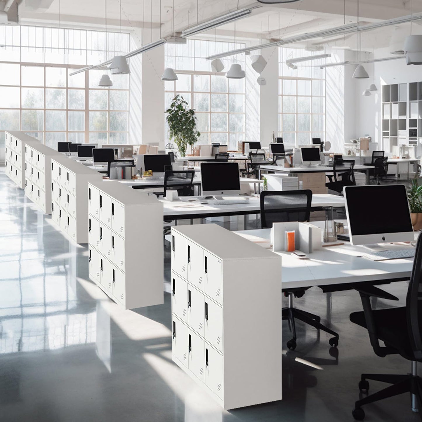 MECOLOR Metallspind für Büro, Aufbewahrungsschrank für Mitarbeiter, Spinde im Fitnessstudio, abschließbarer Stahlspind für Schlafzimmer, 9D, Weiß