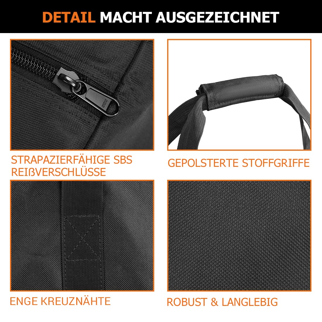 INFANZIA 197L Sporttasche, Extra Große Reisetasche mit Verbessertem Reißverschluss, Tragetasche mit Großer Kapazität，Stark und Wasserdicht, Geeignet für Reisen,Sport, 120x38x43 CM, Schwarz