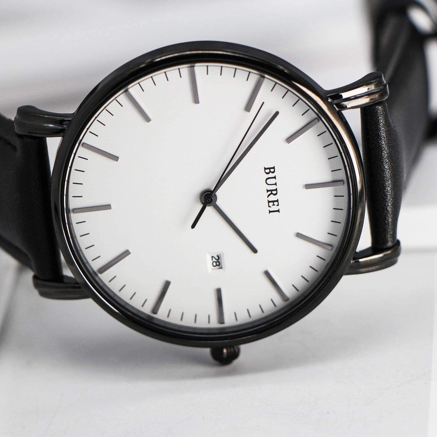 BUREI Herren Uhren Ultra Dünne Minimalistische Quarzuhr mit Datumsanzeige für Damen und Herren Classic Design Männer