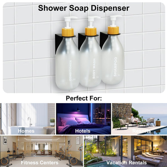 ILIKEPOW Seifenspender Wandbefestigung Set - 500 ml nachhaltige mit Rutschfester Oberfläche für Handseifen, Shampoos und Lotionen für das Badezimmer Mattes Weiß