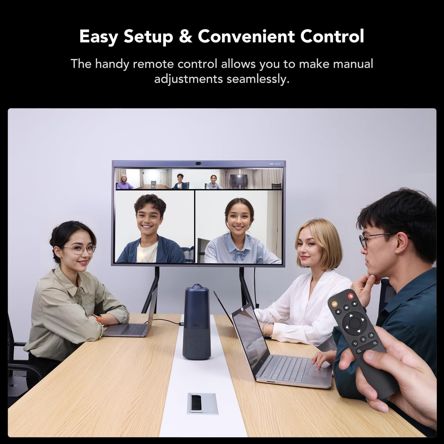 Nuroum 360 Pro Kamera für Videokonferenzen, 3 AI Modi, Intelligente Rauschunterdrückung & AGC, Webcam mit Mikrofon und Lautsprecher für Zoom/Teams/GoogleMeet auf PC/Laptop/Desktop